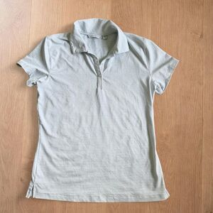Lady Hagen White Blue Dotted Stripe Golf Polo Shirt XS